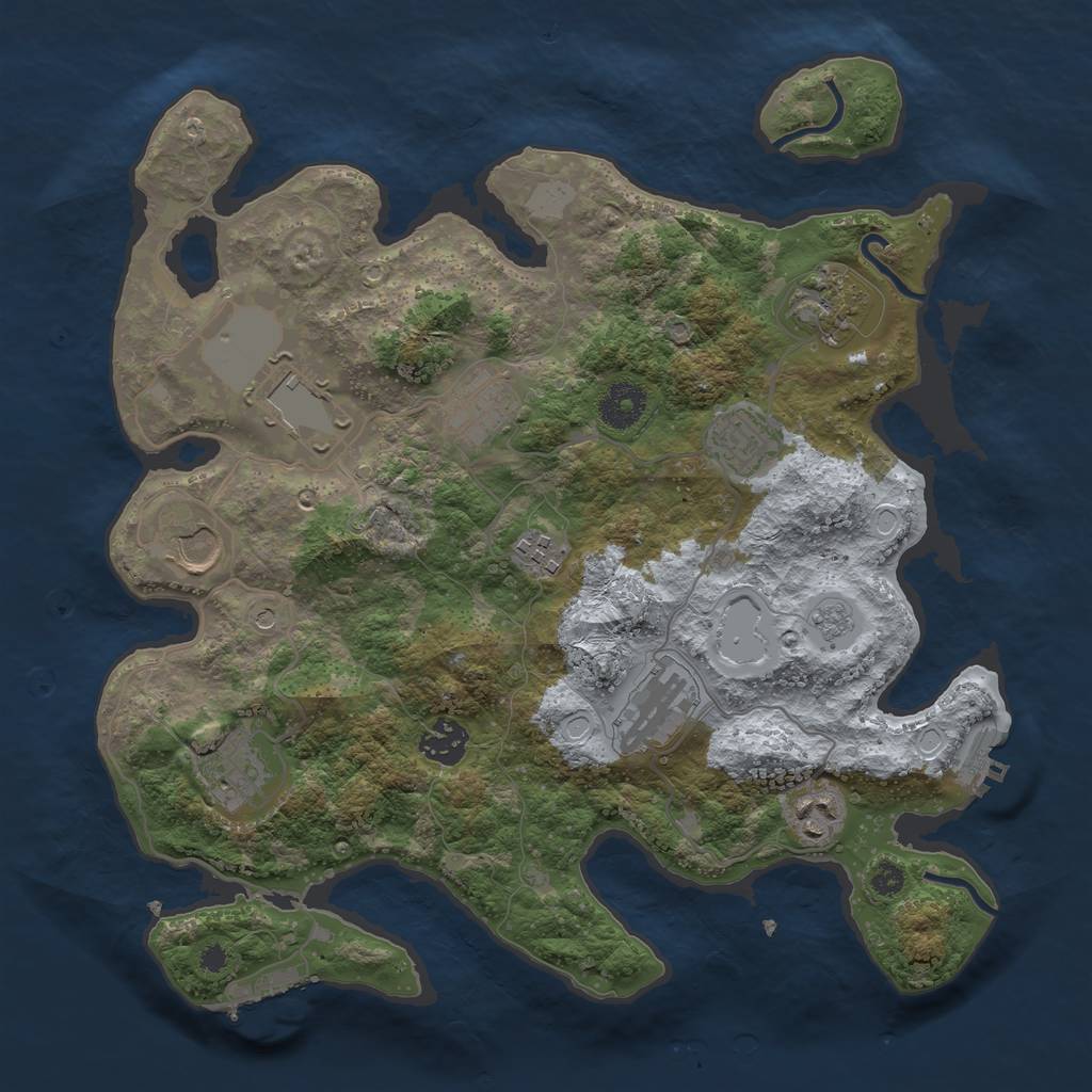 Rust Map: Procedural Map, Size: 3500, Seed: 988576002, 19 Monuments