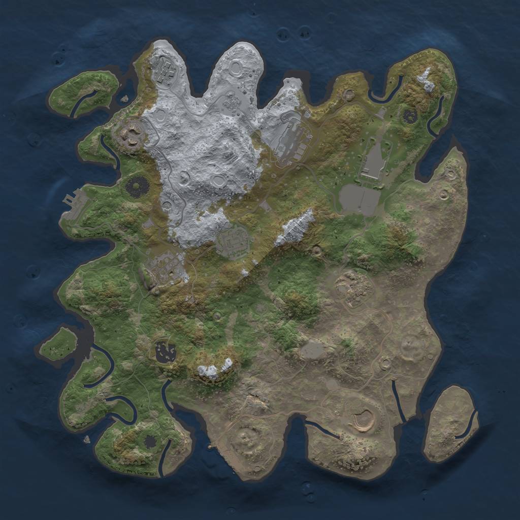 Rust Map: Procedural Map, Size: 3500, Seed: 1576430163, 18 Monuments