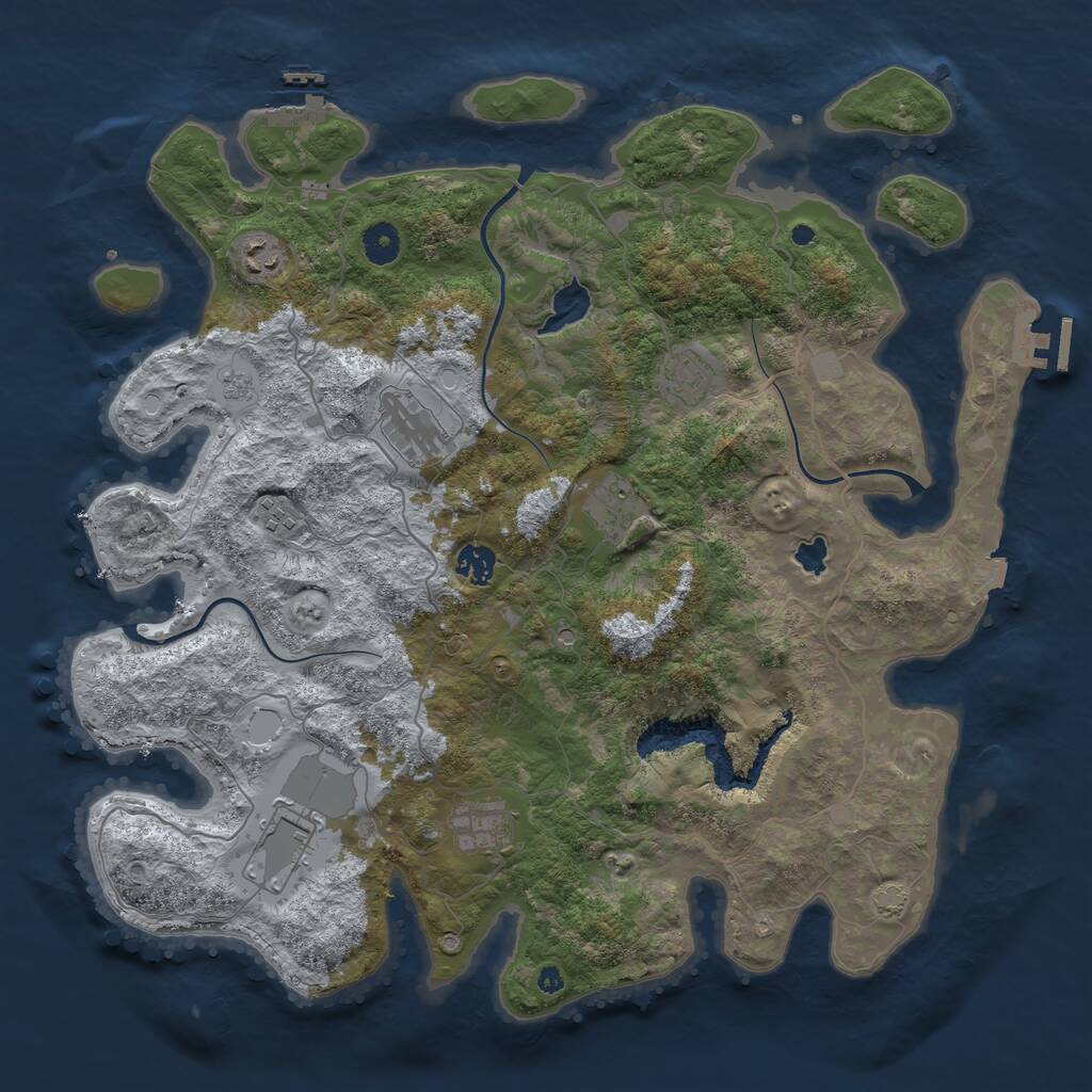 Rust Map: Procedural Map, Size: 4120, Seed: 1565485423, 14 Monuments