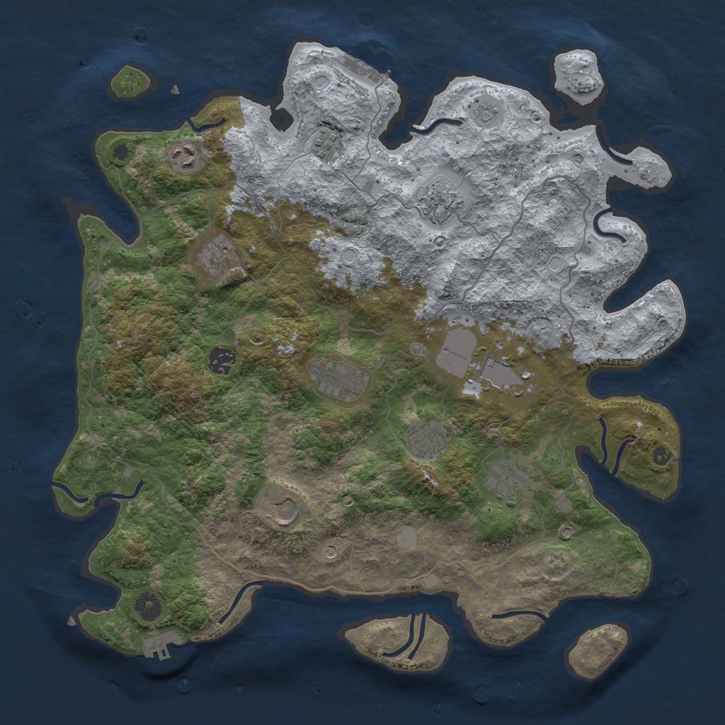 Rust Map: Procedural Map, Size: 4000, Seed: 66917895, 19 Monuments