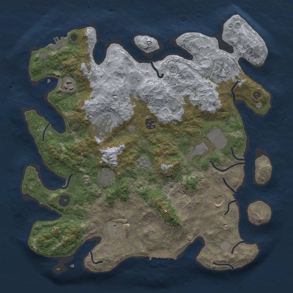 Rust Map: Procedural Map, Size: 3800, Seed: 875421635, 18 Monuments