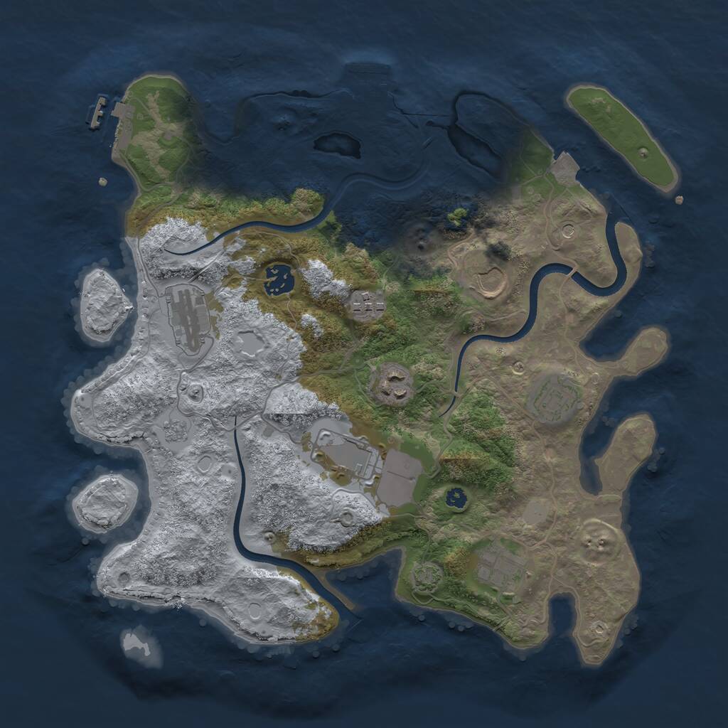 Rust Map: Procedural Map, Size: 3500, Seed: 1233195236, 14 Monuments