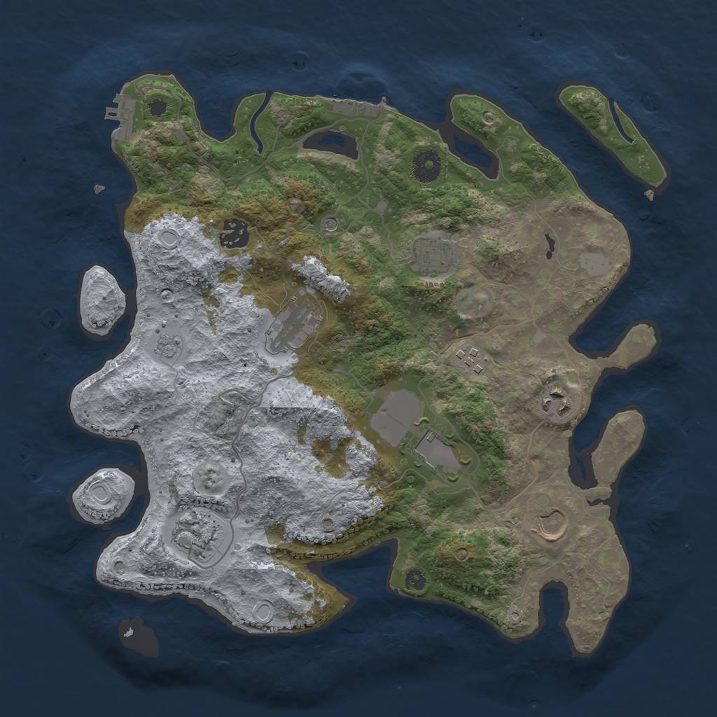 Rust Map: Procedural Map, Size: 3500, Seed: 1233195236, 17 Monuments