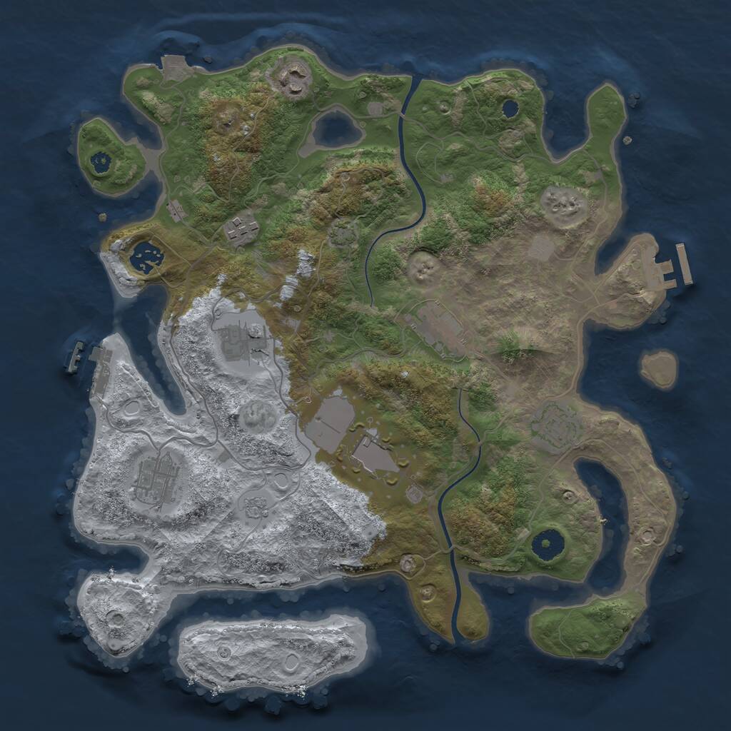 Rust Map: Procedural Map, Size: 3550, Seed: 196404, 13 Monuments