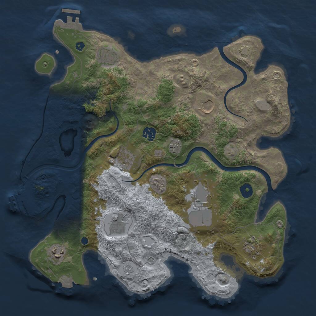Rust Map: Procedural Map, Size: 3500, Seed: 4342, 15 Monuments