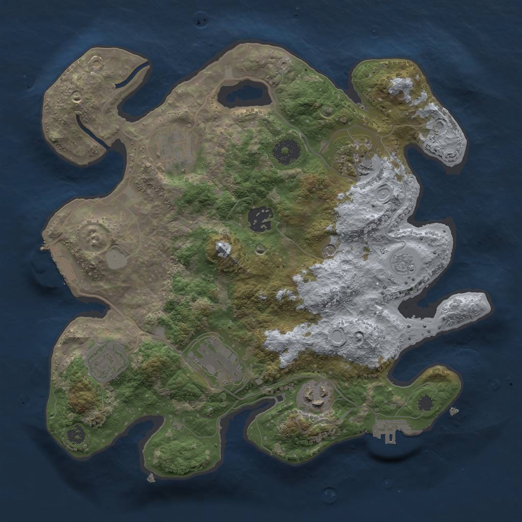 Rust Map: Procedural Map, Size: 3000, Seed: 492837, 15 Monuments