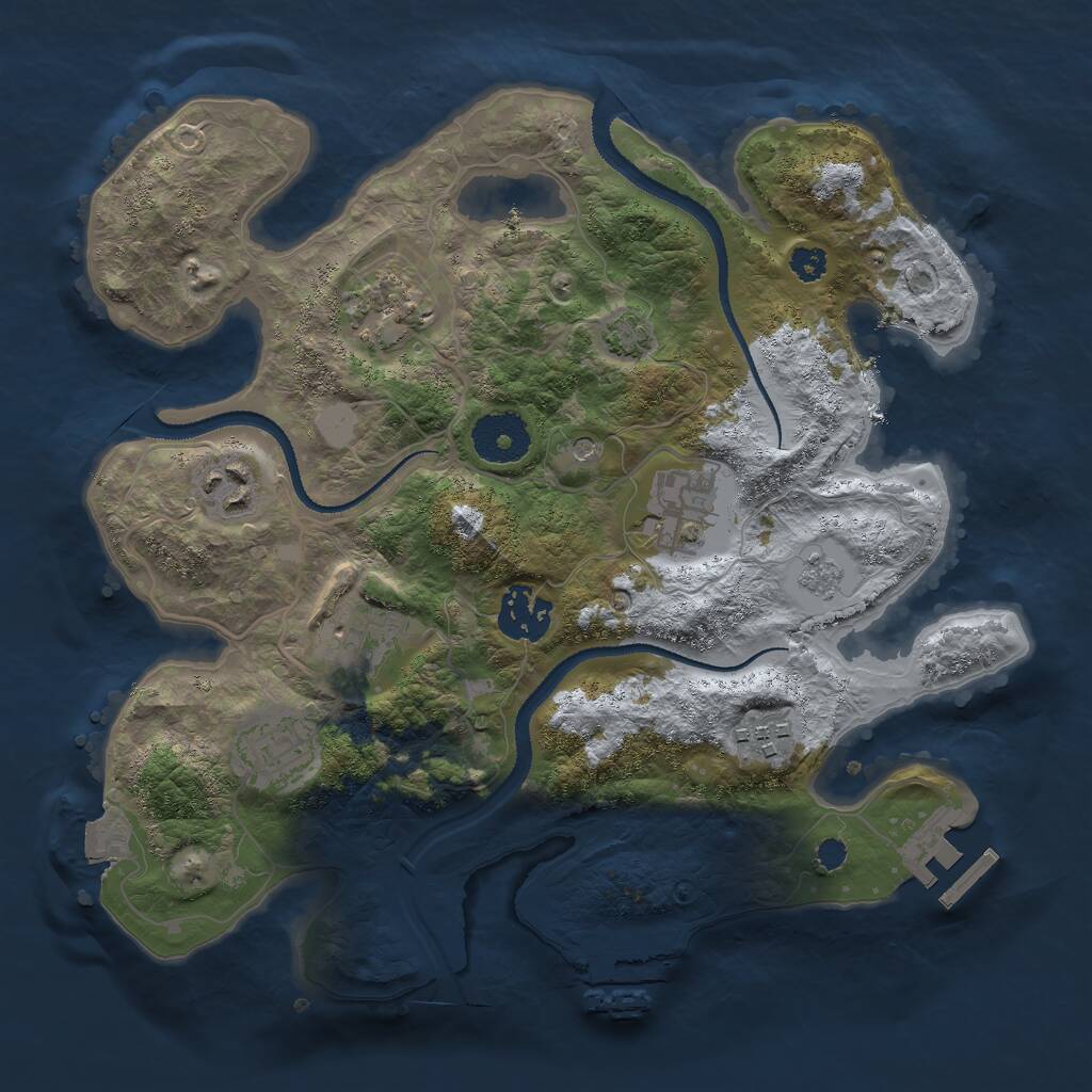 Rust Map: Procedural Map, Size: 3000, Seed: 492837, 13 Monuments