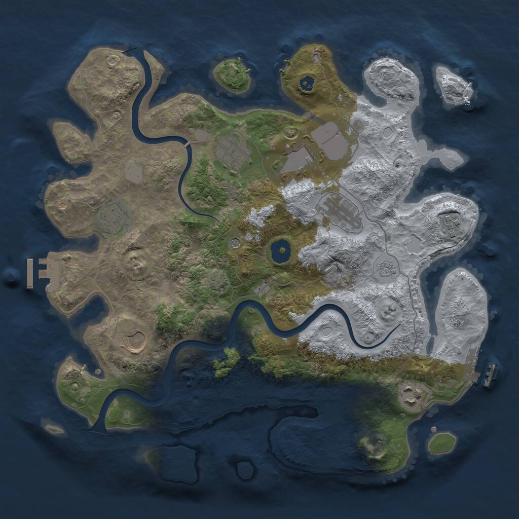 Rust Map: Procedural Map, Size: 3500, Seed: 1168916409, 13 Monuments