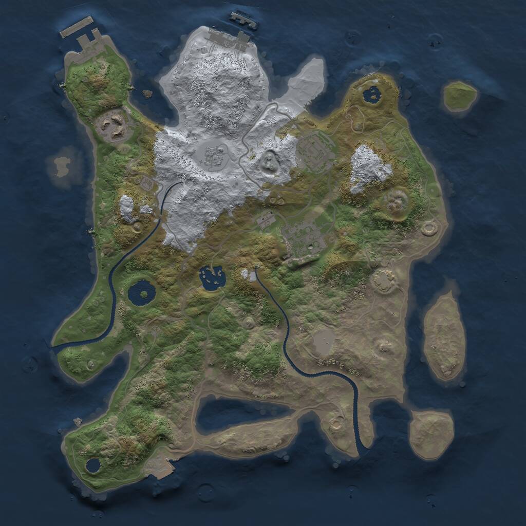 Rust Map: Procedural Map, Size: 3000, Seed: 645256609, 9 Monuments