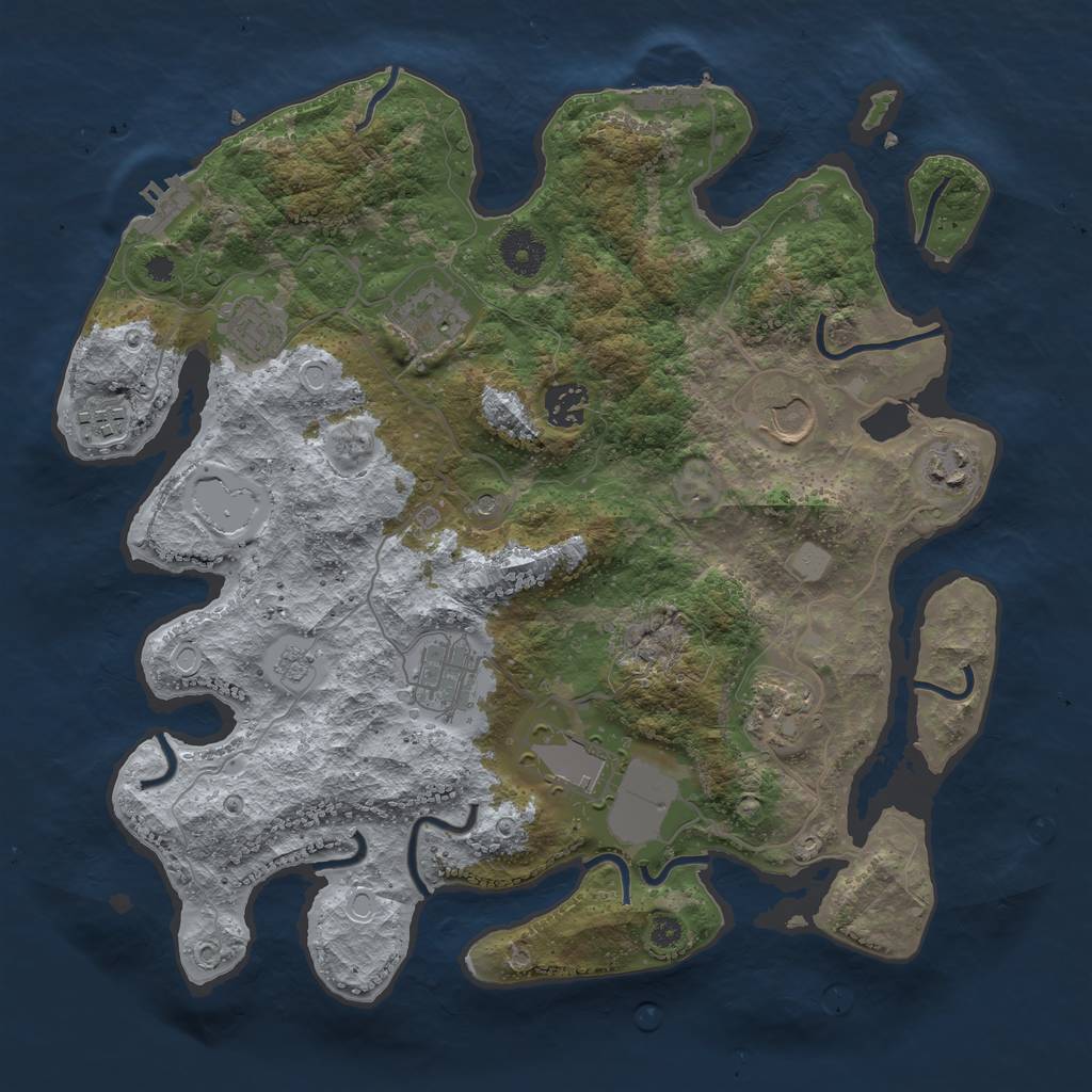 Rust Map: Procedural Map, Size: 3570, Seed: 691742, 18 Monuments