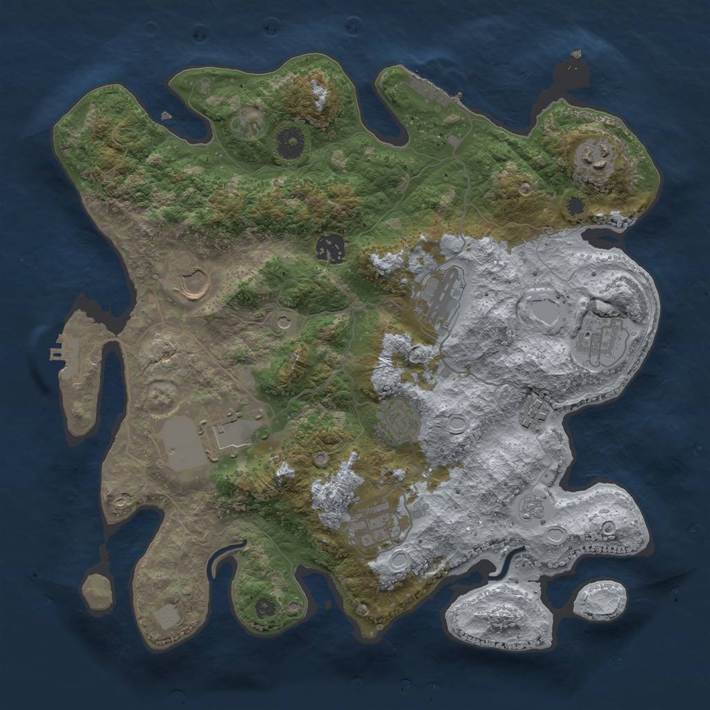Rust Map: Procedural Map, Size: 3500, Seed: 1341, 18 Monuments
