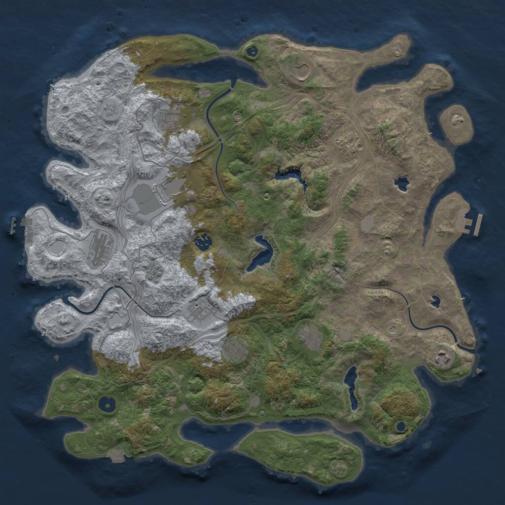 Rust Map: Procedural Map, Size: 4500, Seed: 597528770, 17 Monuments