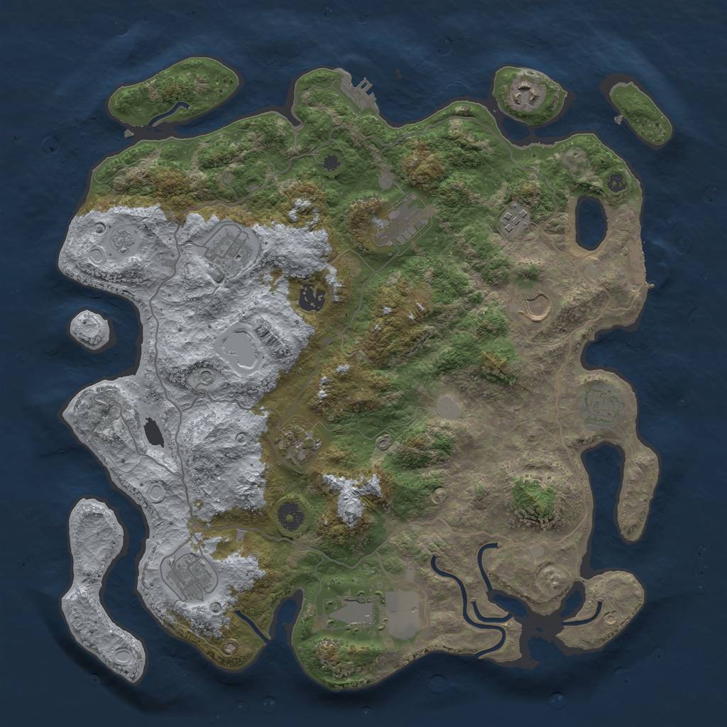 Rust Map: Procedural Map, Size: 4000, Seed: 1646145929, 19 Monuments