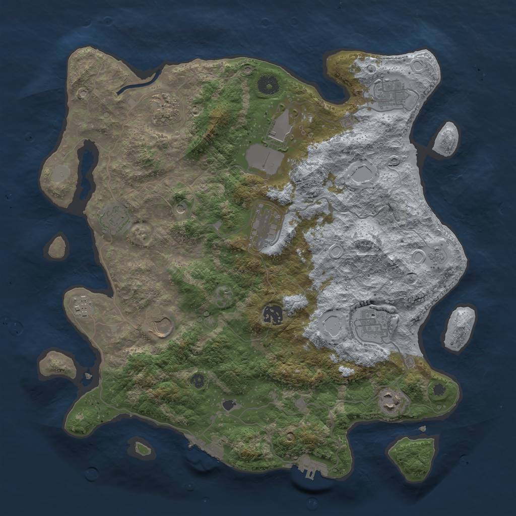 Rust Map: Procedural Map, Size: 3800, Seed: 93, 19 Monuments