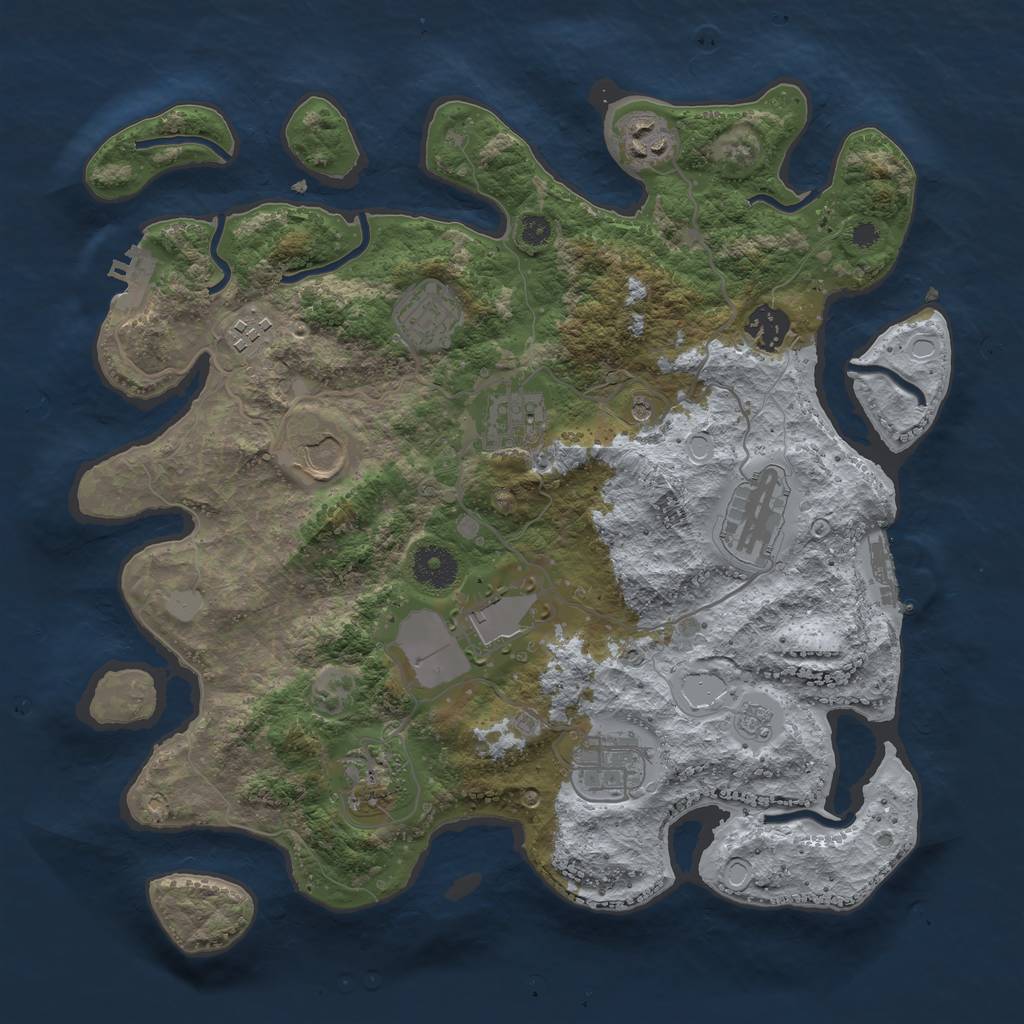 Rust Map: Procedural Map, Size: 3500, Seed: 183344, 19 Monuments