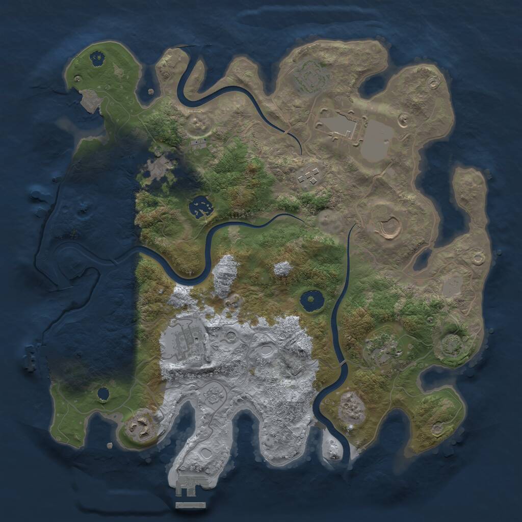 Rust Map: Procedural Map, Size: 3500, Seed: 312480367, 15 Monuments