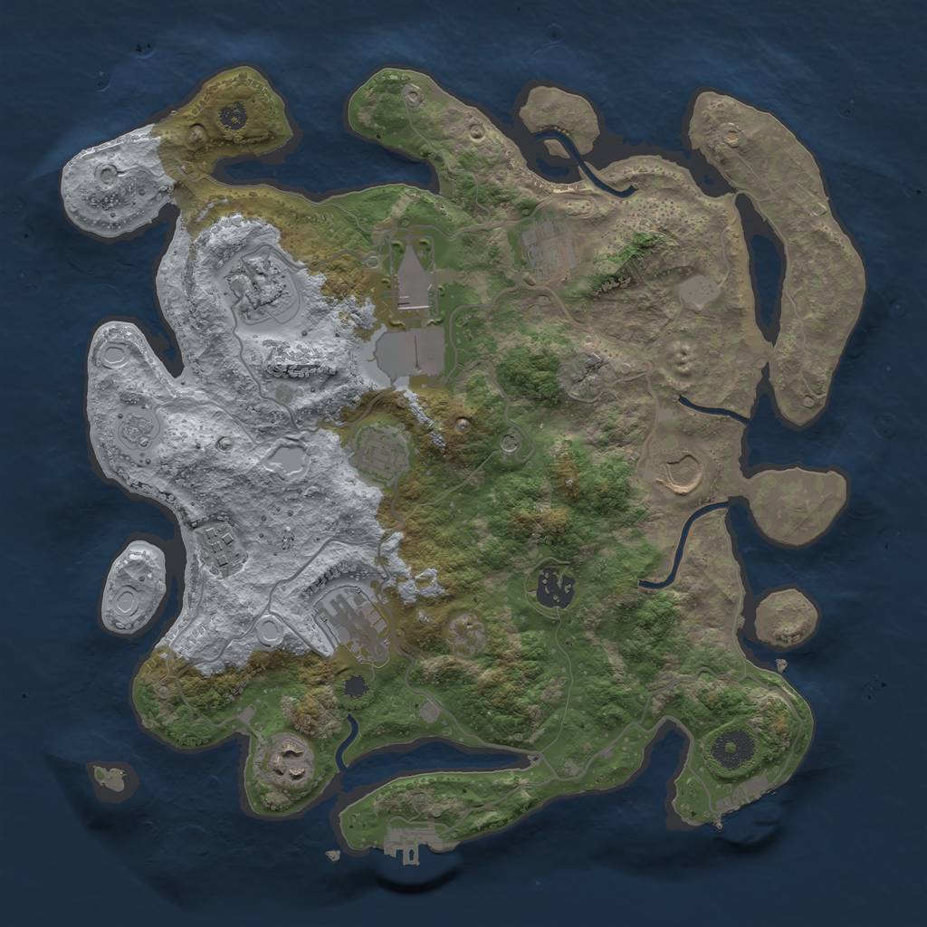 Rust Map: Procedural Map, Size: 3500, Seed: 1104856114, 18 Monuments
