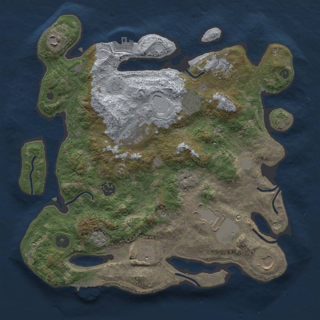 Rust Map: Procedural Map, Size: 3500, Seed: 57783772, 18 Monuments