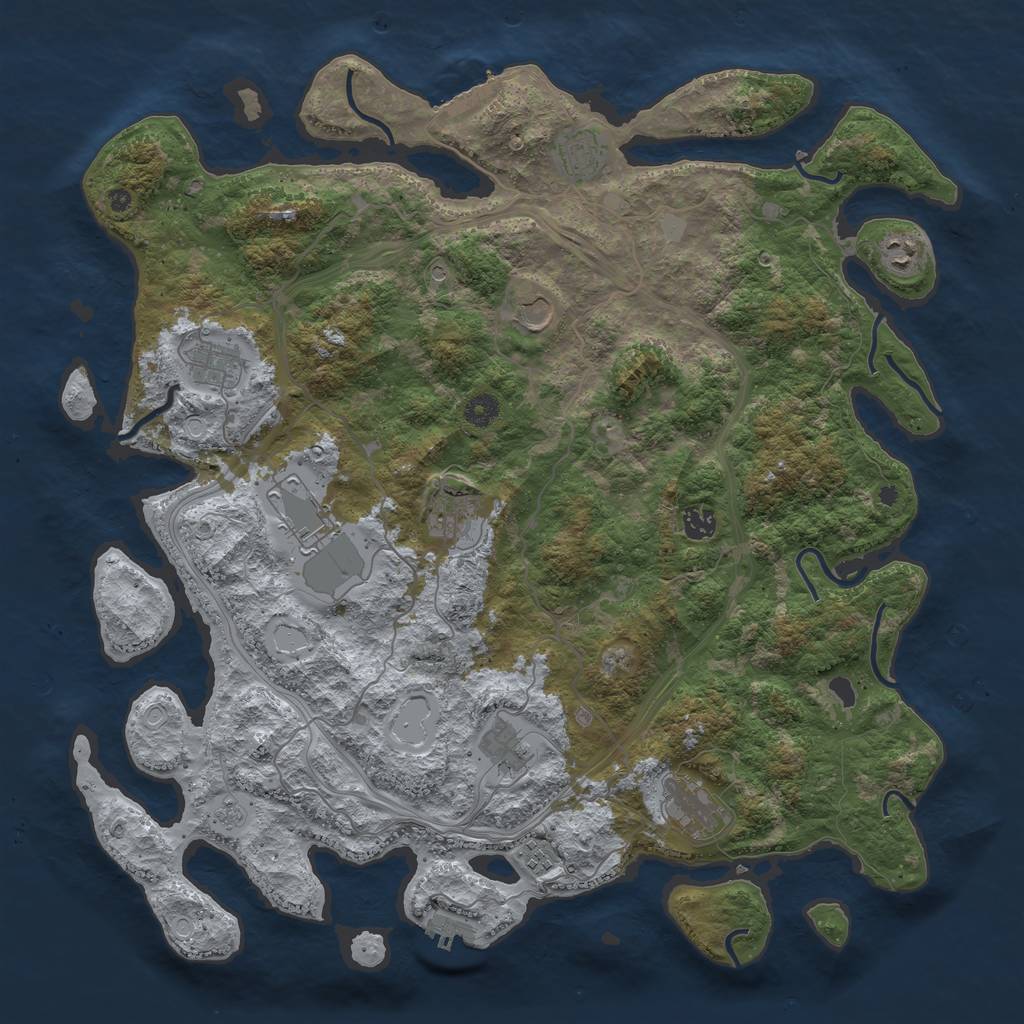 Rust Map: Procedural Map, Size: 4500, Seed: 1969543188, 19 Monuments