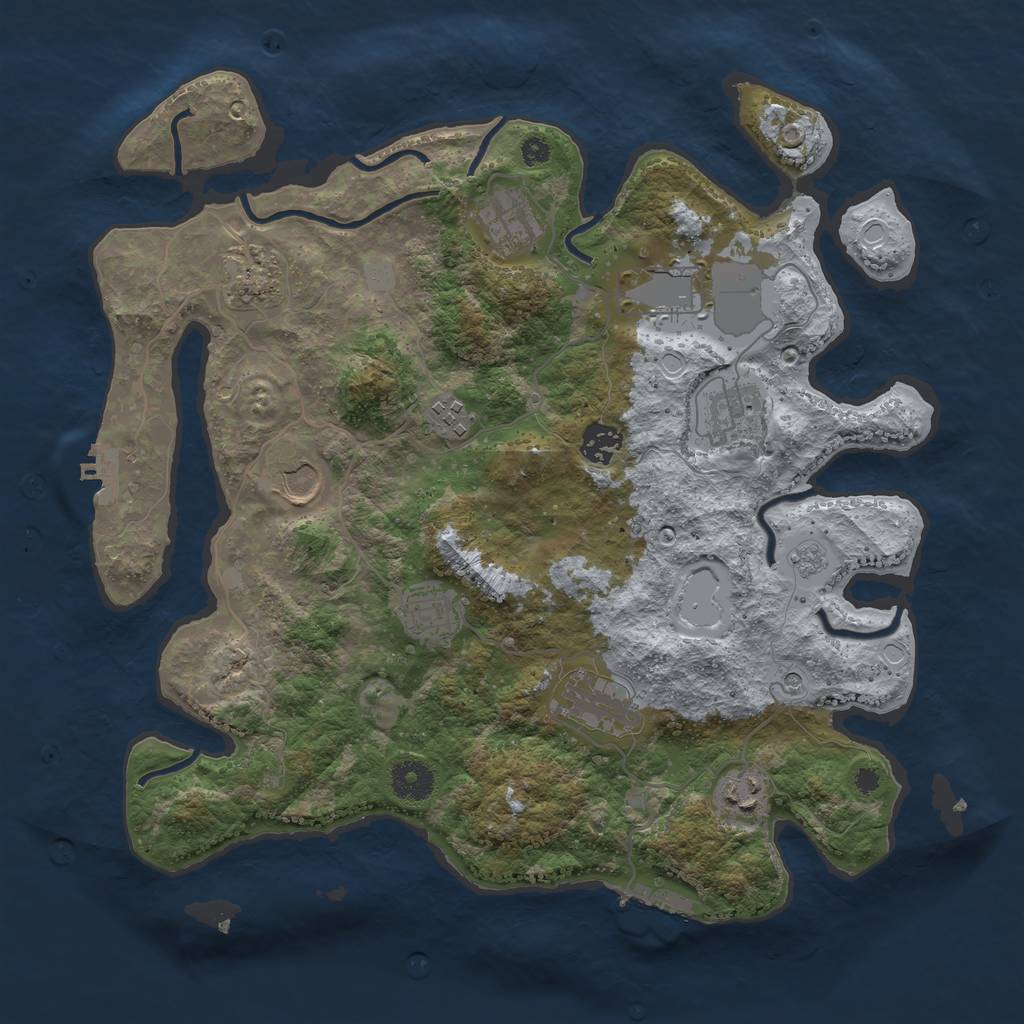 Rust Map: Procedural Map, Size: 3700, Seed: 1885535169, 19 Monuments