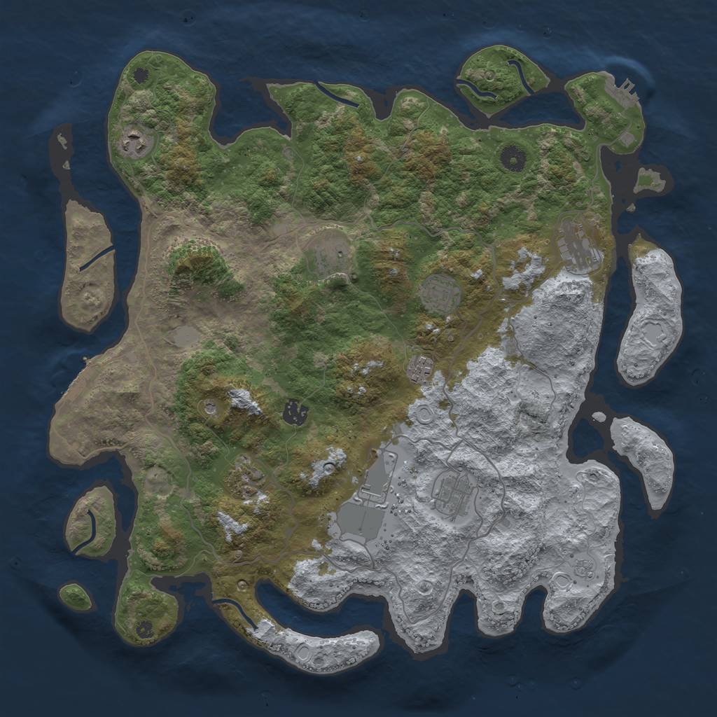 Rust Map: Procedural Map, Size: 4176, Seed: 710741265, 18 Monuments