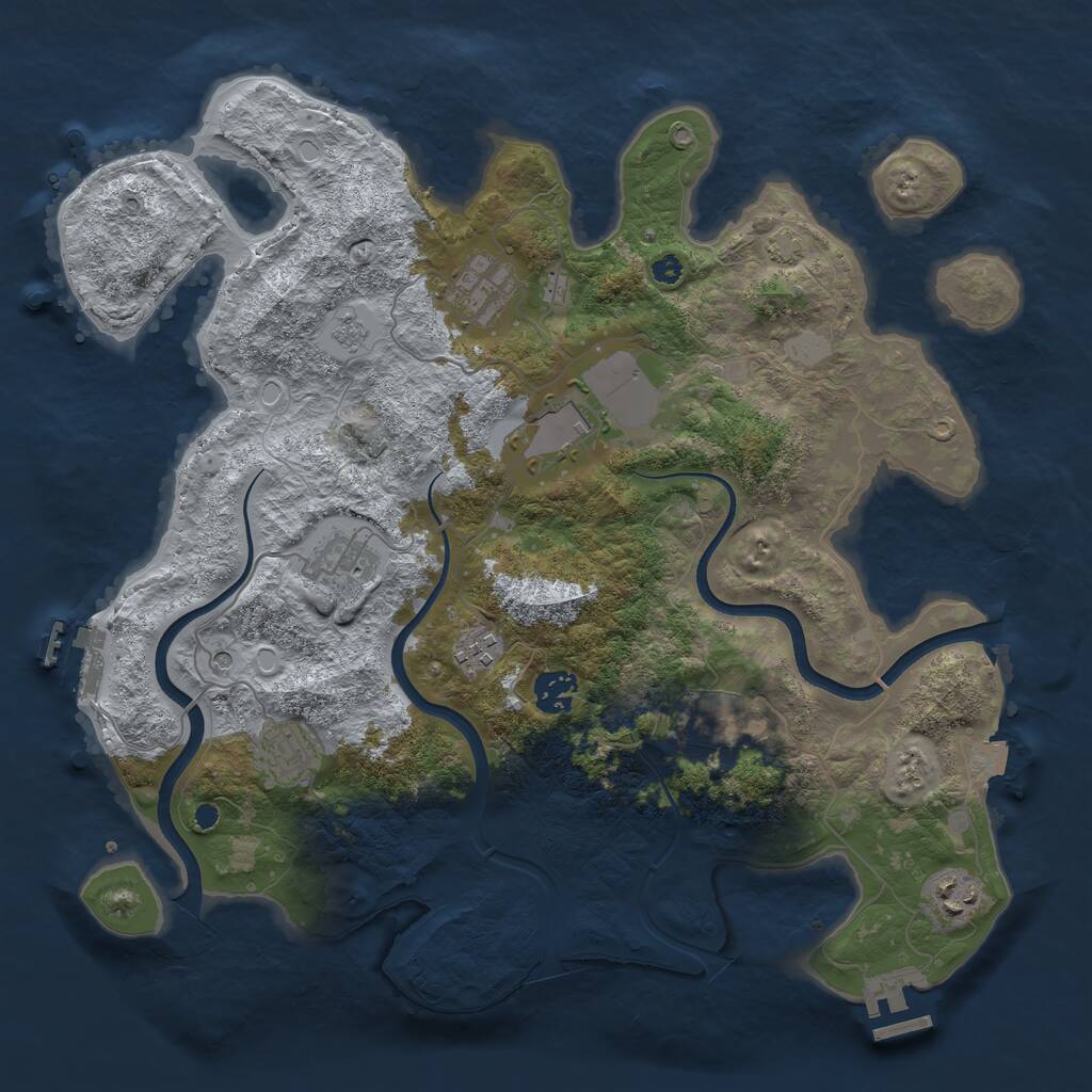 Rust Map: Procedural Map, Size: 3700, Seed: 506019857, 14 Monuments