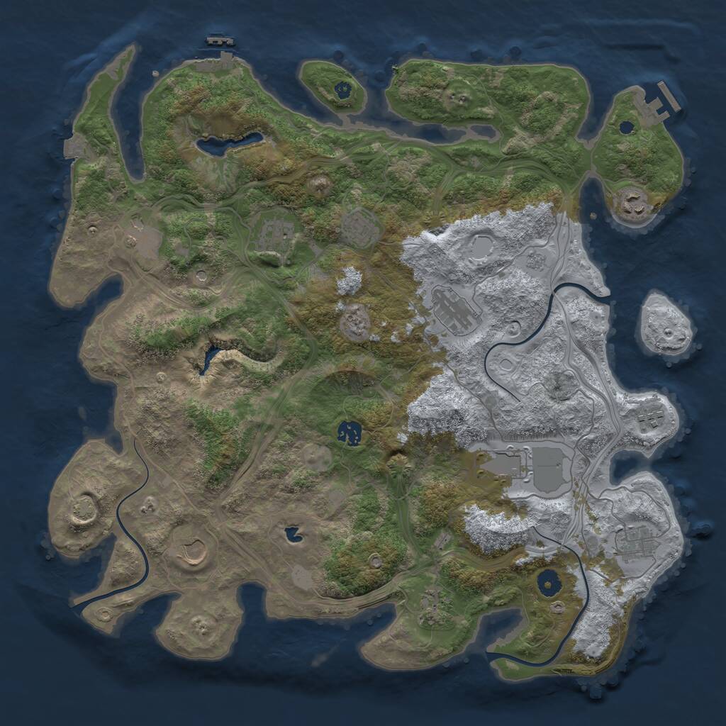 Rust Map: Procedural Map, Size: 4300, Seed: 673804533, 17 Monuments