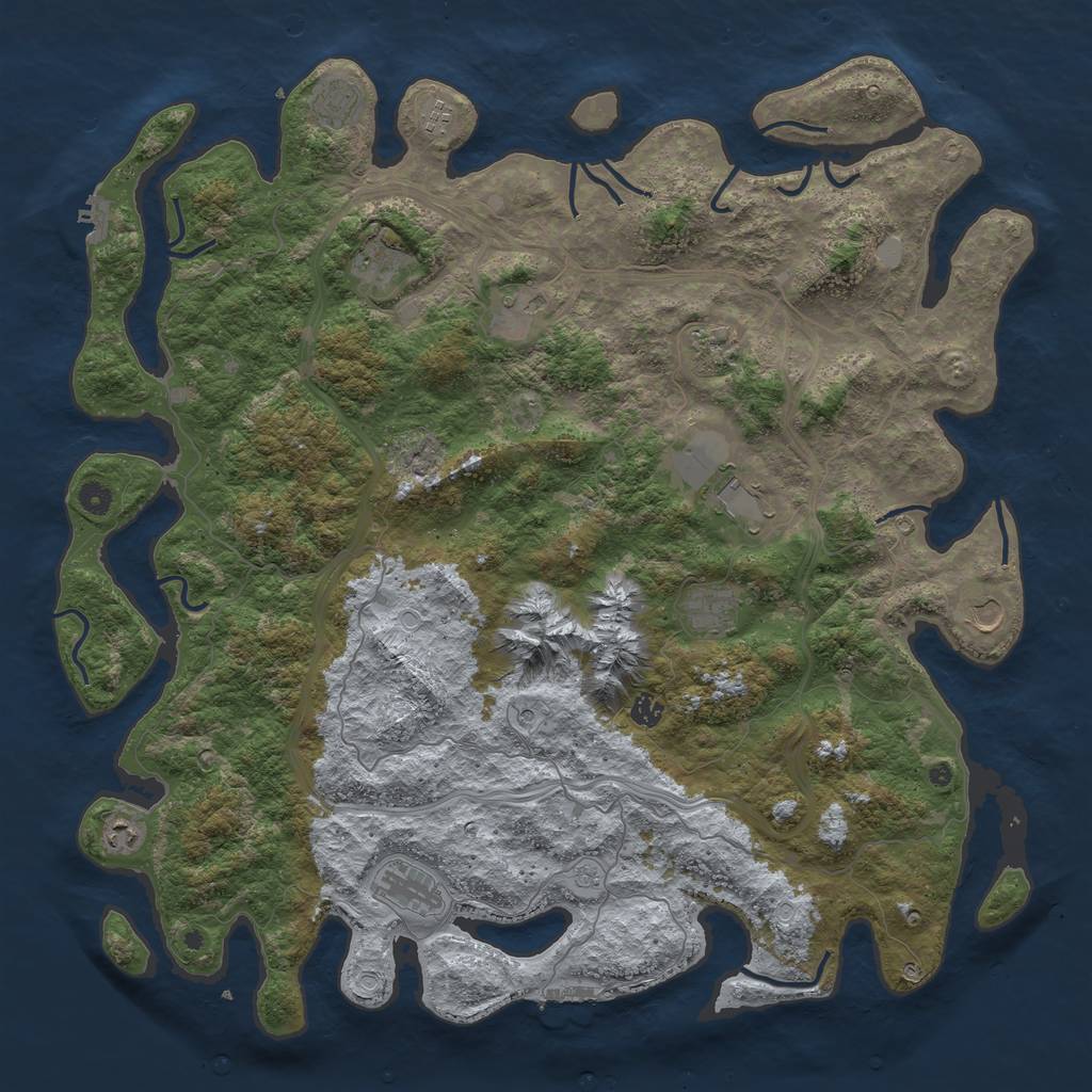 Rust Map: Procedural Map, Size: 5000, Seed: 1227235372, 20 Monuments