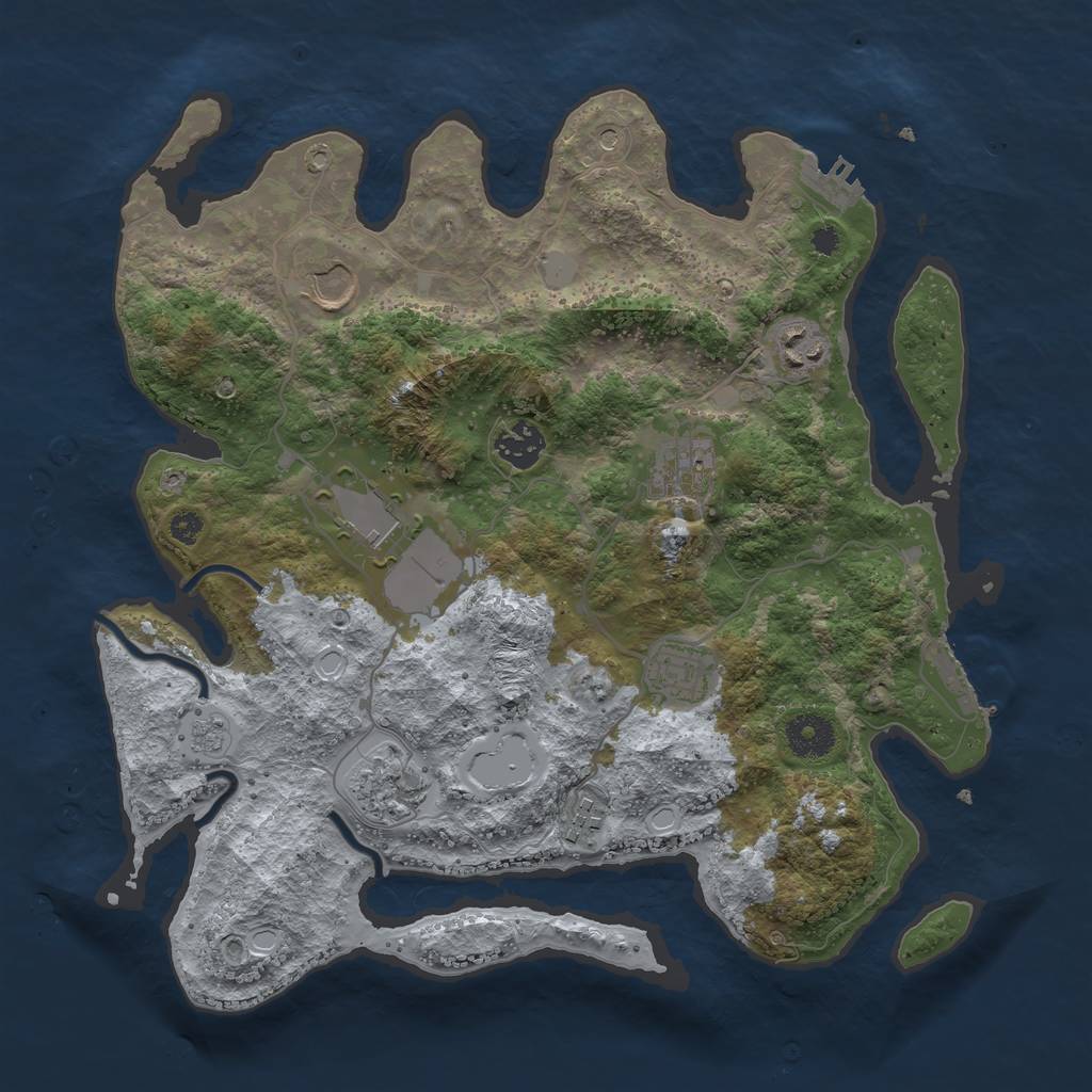 Rust Map: Procedural Map, Size: 3500, Seed: 1487, 17 Monuments