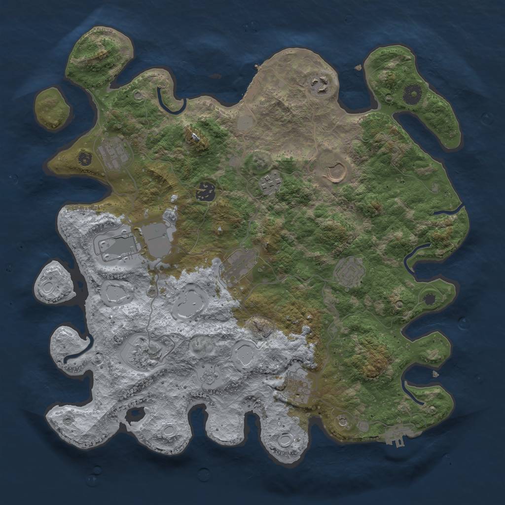Rust Map: Procedural Map, Size: 3800, Seed: 165, 19 Monuments