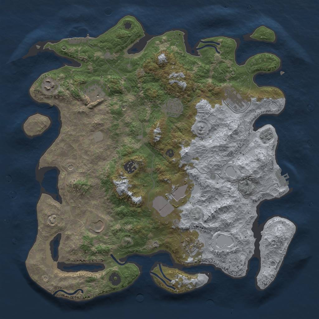 Rust Map: Procedural Map, Size: 3900, Seed: 987654322, 18 Monuments