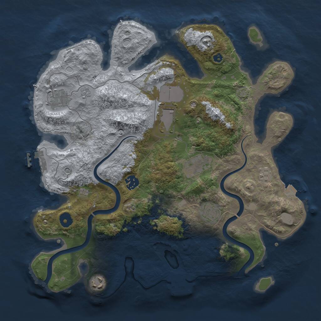 Rust Map: Procedural Map, Size: 3500, Seed: 630203997, 13 Monuments
