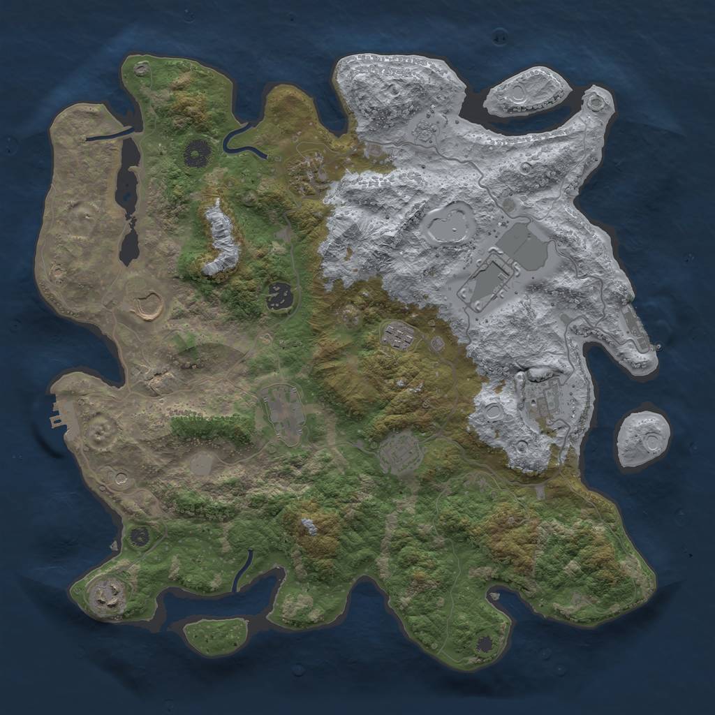 Rust Map: Procedural Map, Size: 3850, Seed: 1078903, 18 Monuments