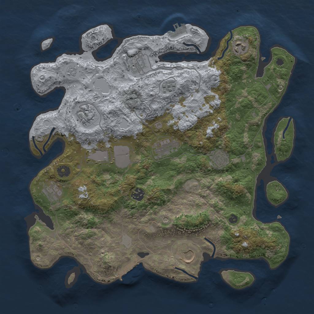 Rust Map: Procedural Map, Size: 3700, Seed: 456345, 19 Monuments