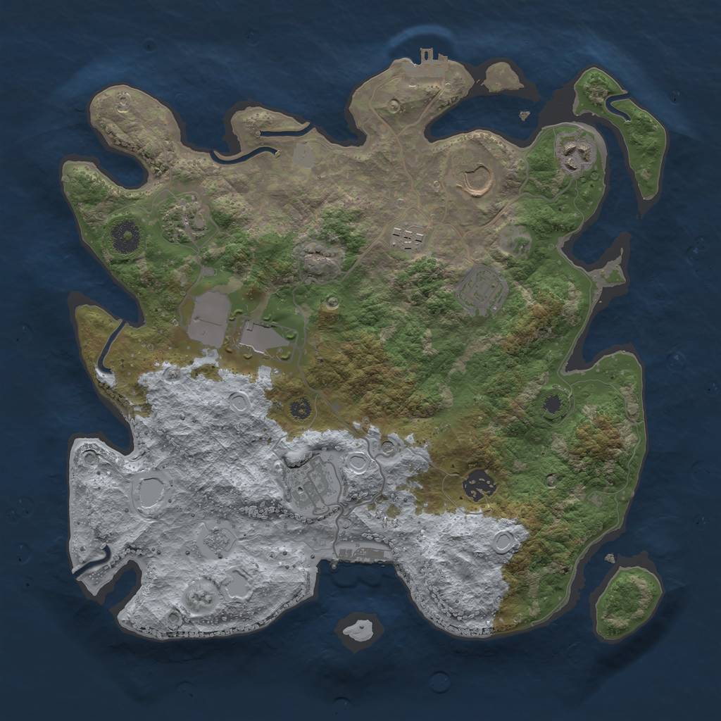 Rust Map: Procedural Map, Size: 3500, Seed: 527890, 17 Monuments