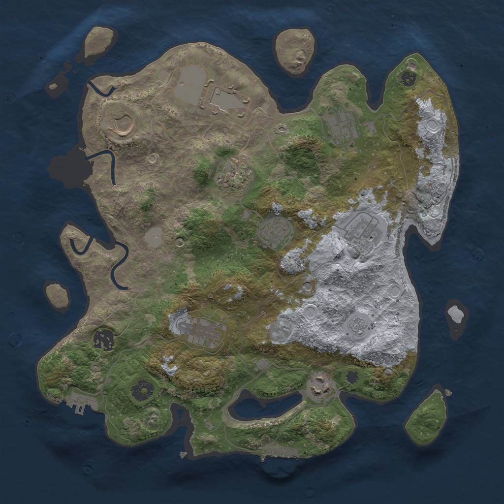 Rust Map: Procedural Map, Size: 3500, Seed: 535639319, 18 Monuments