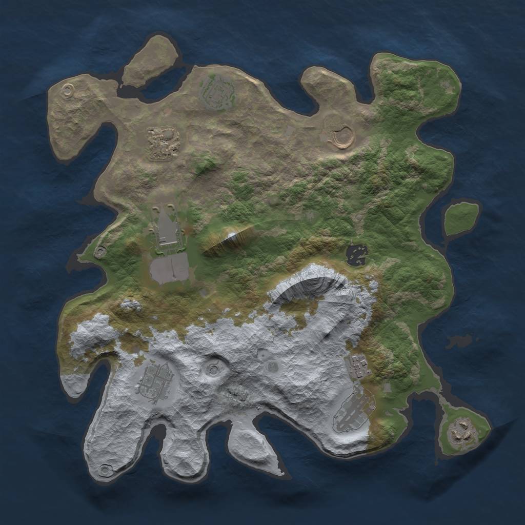 Rust Map: Barren, Size: 3500, Seed: 97, 12 Monuments