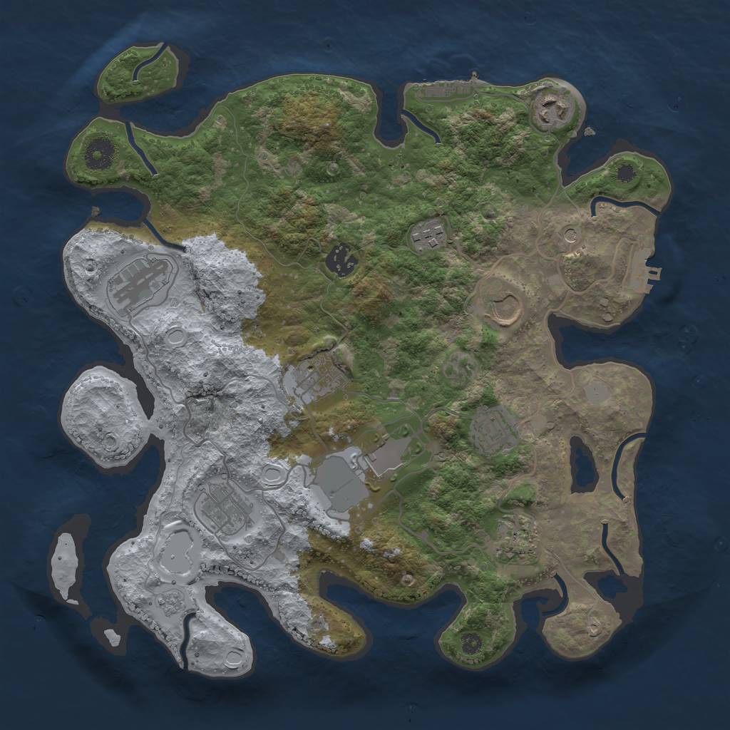 Rust Map: Procedural Map, Size: 3500, Seed: 1266887540, 19 Monuments