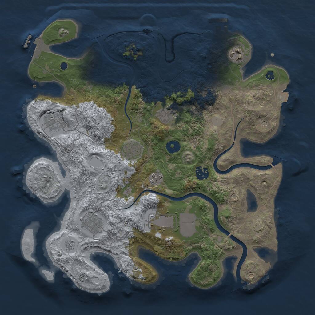 Rust Map: Procedural Map, Size: 3500, Seed: 1266887540, 14 Monuments