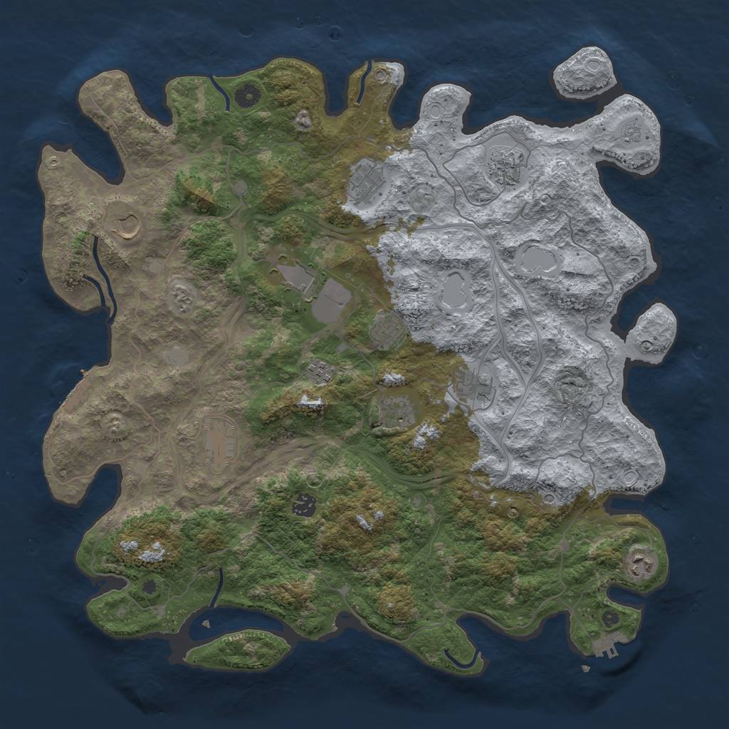 Rust Map: Procedural Map, Size: 4500, Seed: 203742303, 20 Monuments