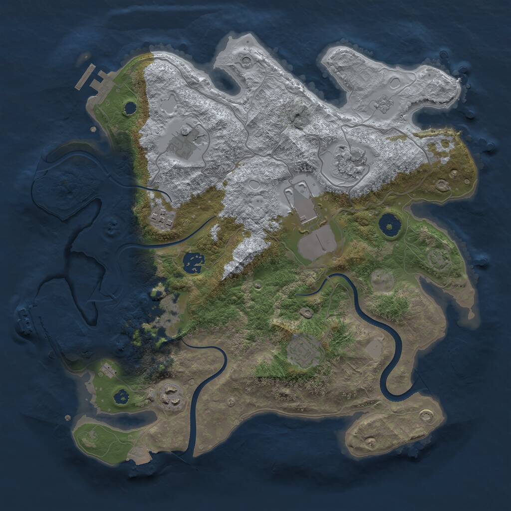 Rust Map: Procedural Map, Size: 3500, Seed: 1824597208, 14 Monuments