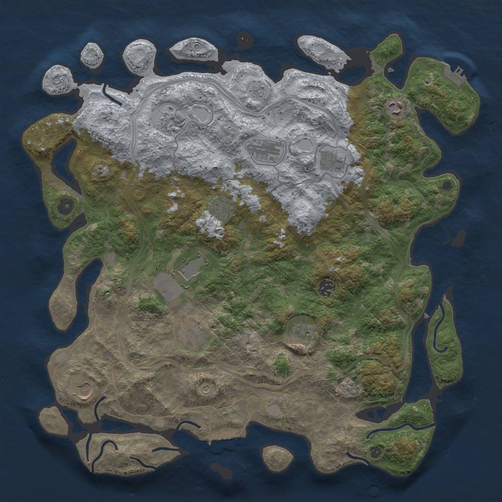 Rust Map: Procedural Map, Size: 4500, Seed: 2107056106, 20 Monuments