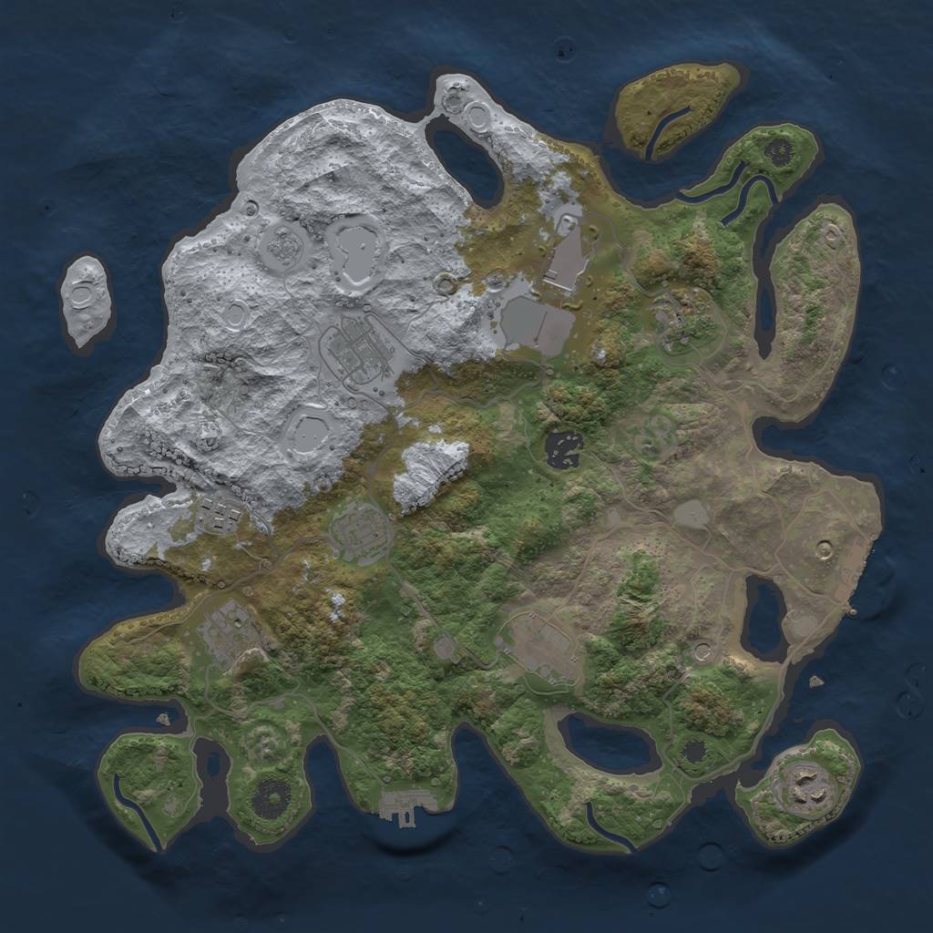 Rust Map: Procedural Map, Size: 3500, Seed: 9526080, 18 Monuments