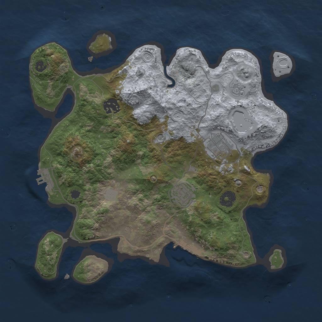 Rust Map: Procedural Map, Size: 3000, Seed: 80495774, 12 Monuments
