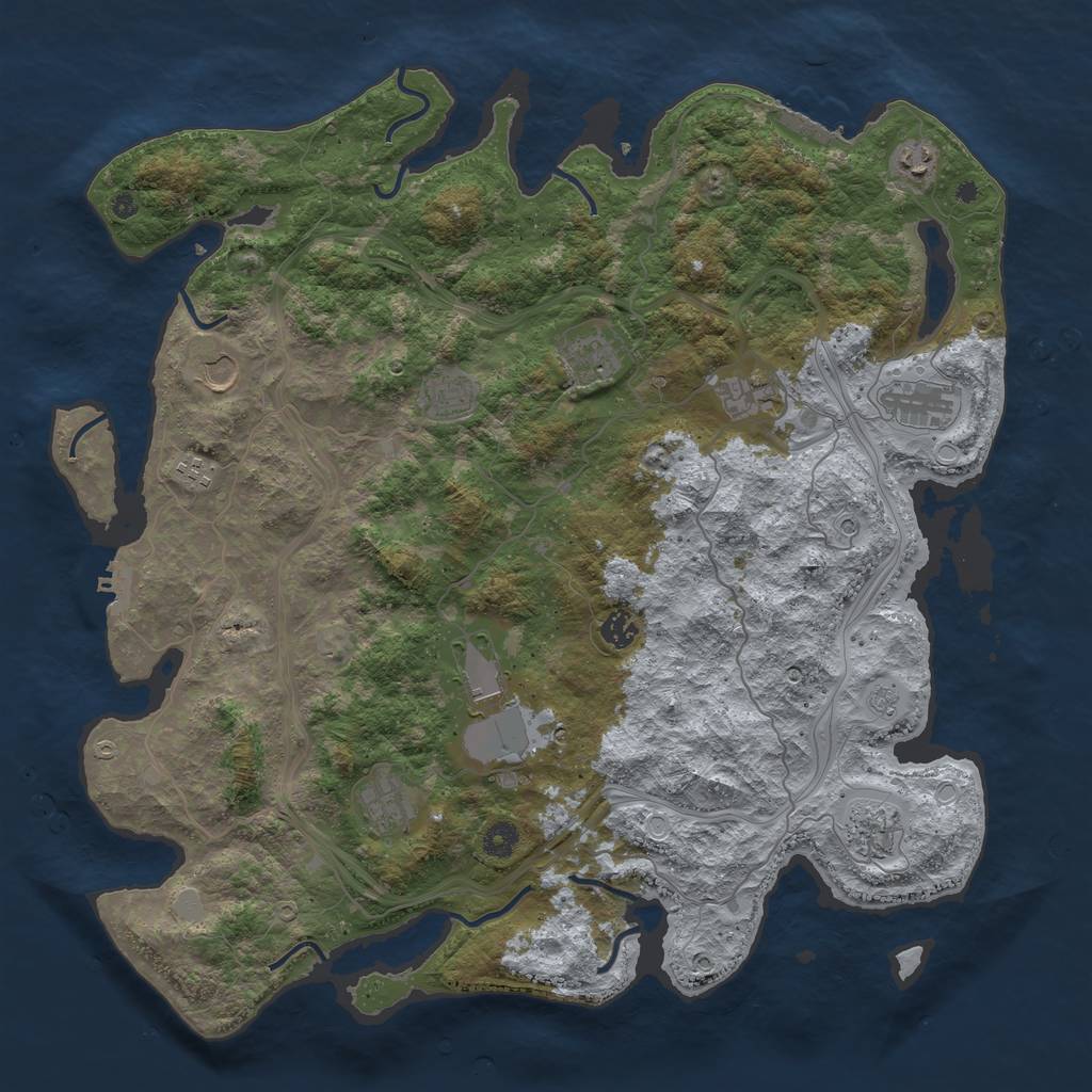 Rust Map: Procedural Map, Size: 4500, Seed: 701027526, 20 Monuments