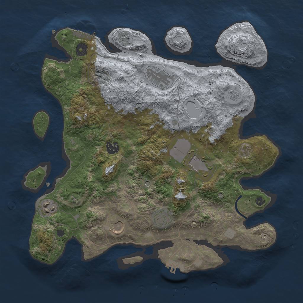 Rust Map: Procedural Map, Size: 3500, Seed: 1276625977, 16 Monuments