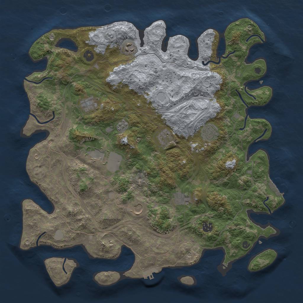 Rust Map: Procedural Map, Size: 4250, Seed: 1105816670, 18 Monuments