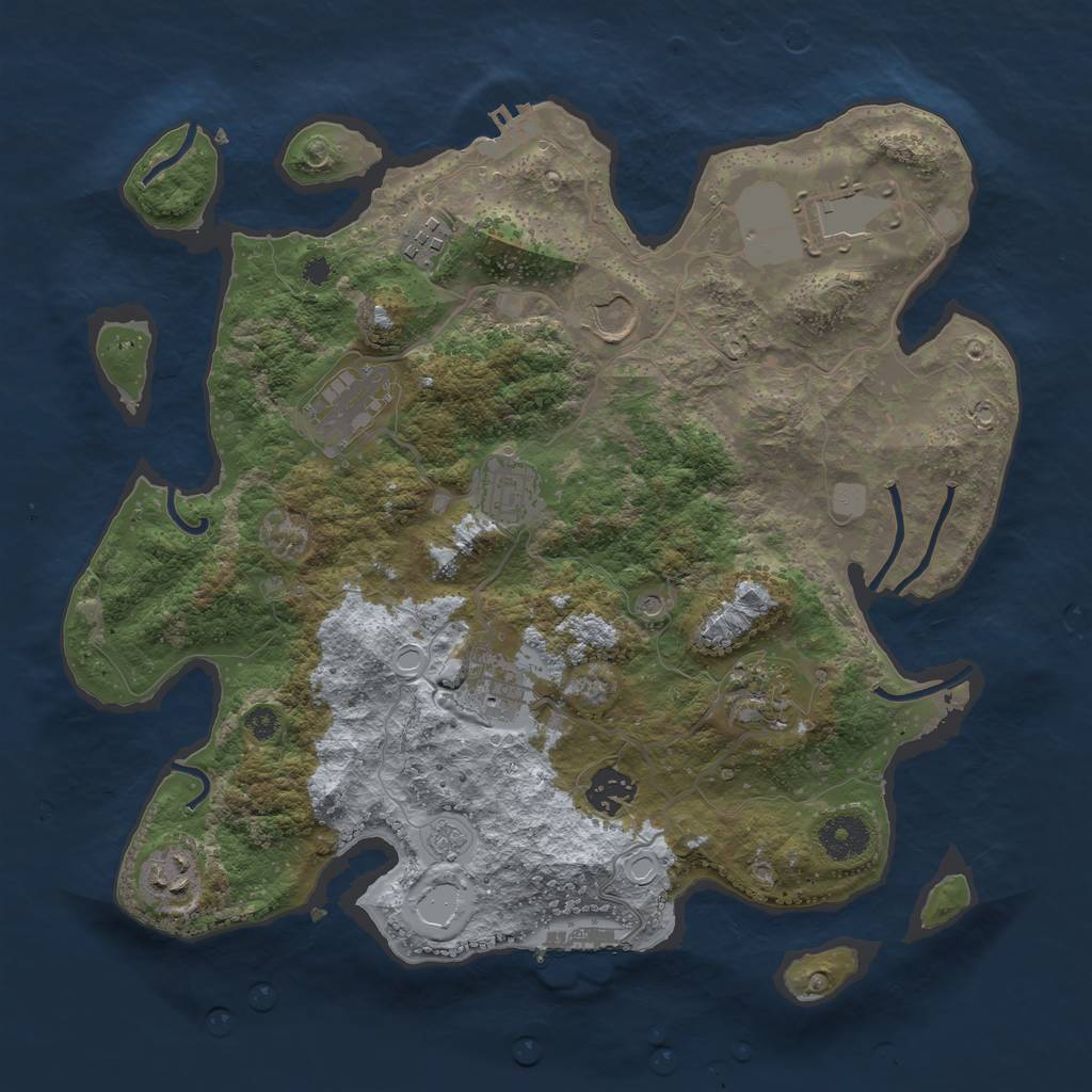 Rust Map: Procedural Map, Size: 3500, Seed: 379803874, 18 Monuments