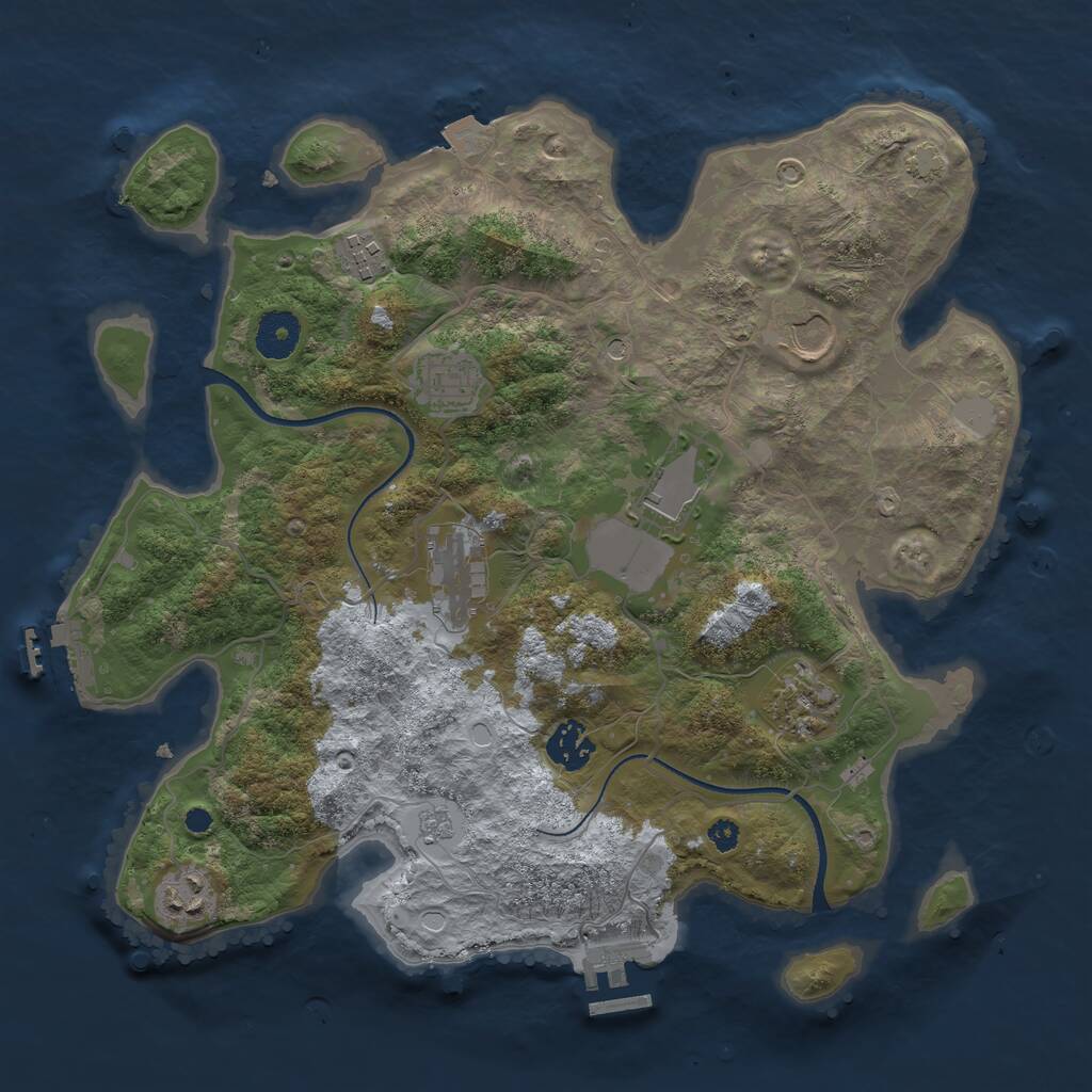 Rust Map: Procedural Map, Size: 3500, Seed: 379803874, 14 Monuments