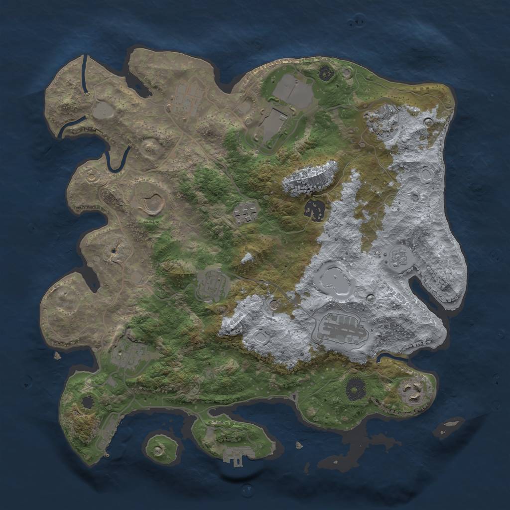 Rust Map: Procedural Map, Size: 3500, Seed: 3452345, 19 Monuments